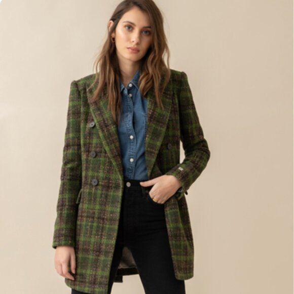 SOIA & KYO Floriana Semi-Fitted Belted Wool Blazer Jacket Women's Size XL